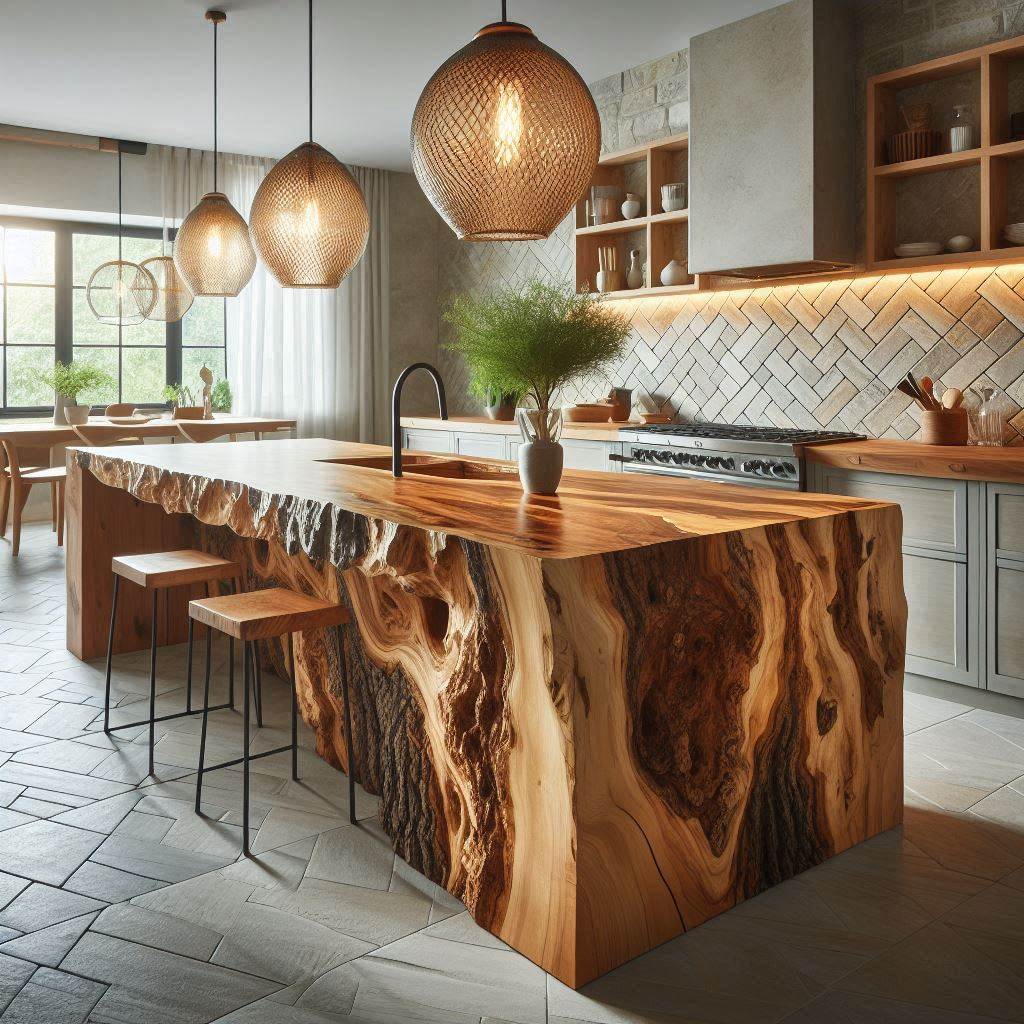15 Earthy Kitchen Ideas 10 Live Edge Wood Elements