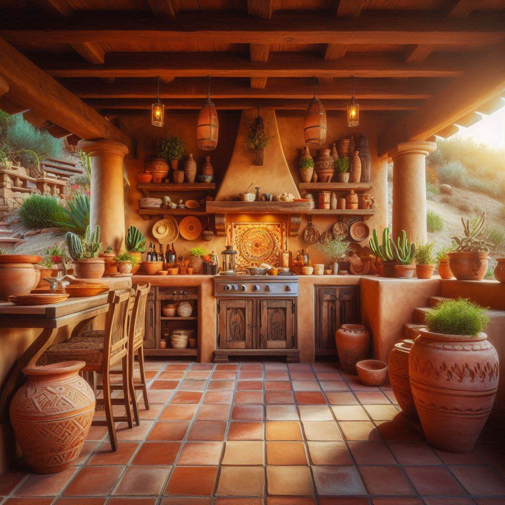 15 Inspiring Mexican Outdoor Kitchen Ideas 2 Terra Cotta Tile Flooring
