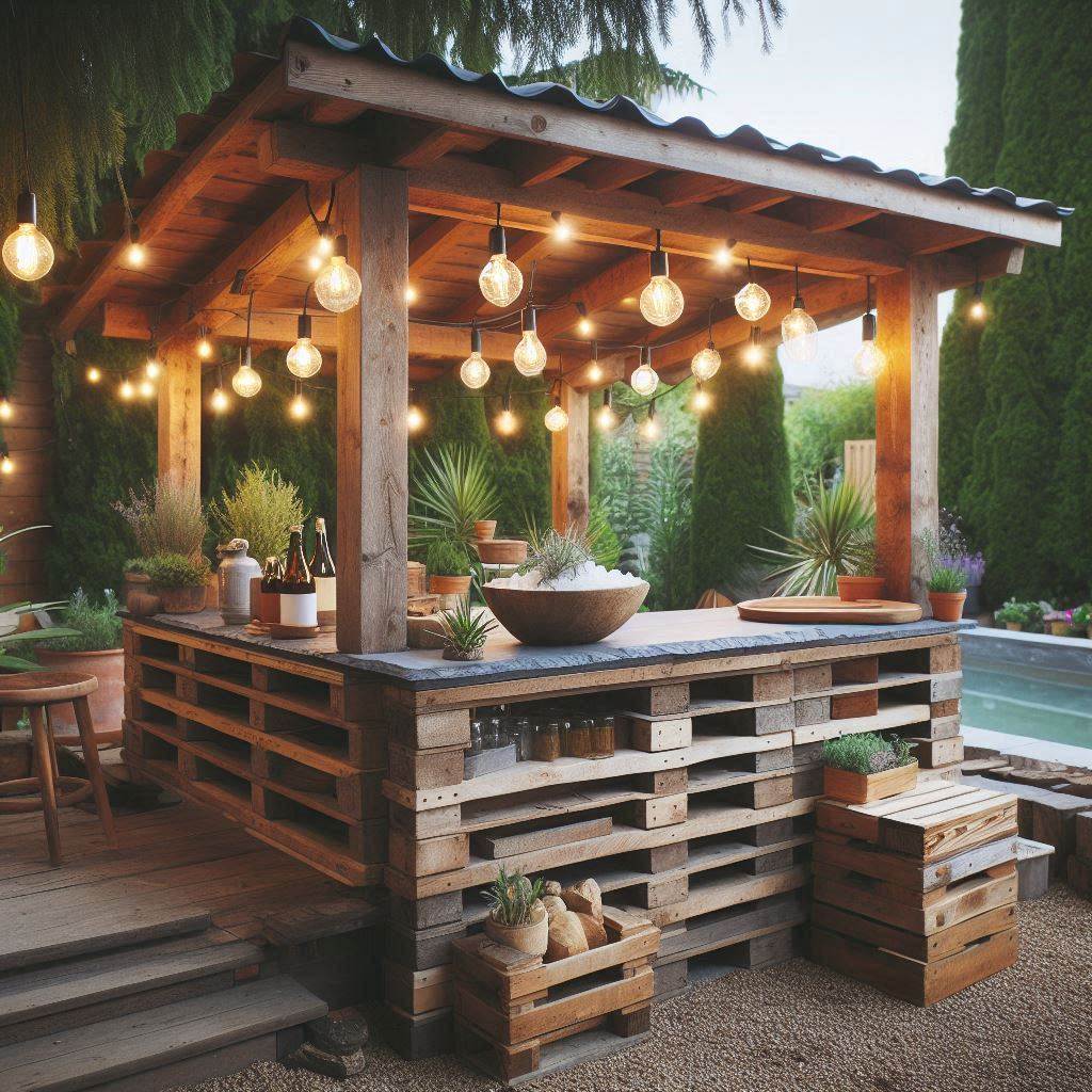15 Creative Outdoor Kitchen DIY Ideas on a Budget 3 Outdoor Kitchen DIY with Pallets