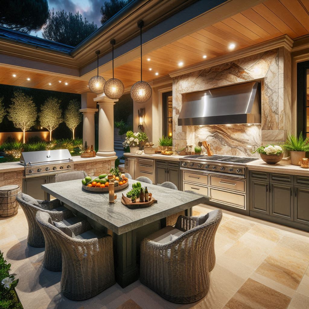 15 Luxury Outdoor Kitchen Ideas 5 Luxury Outdoor Kitchen with a Stone Finish