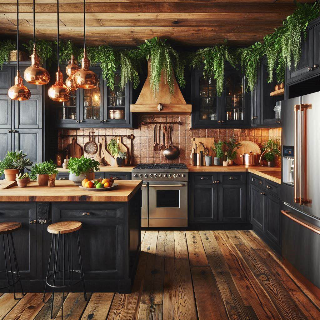 15 Stunning Black Kitchen Cabinets Ideas 8 Black Cabinets and Butcher Block Countertops