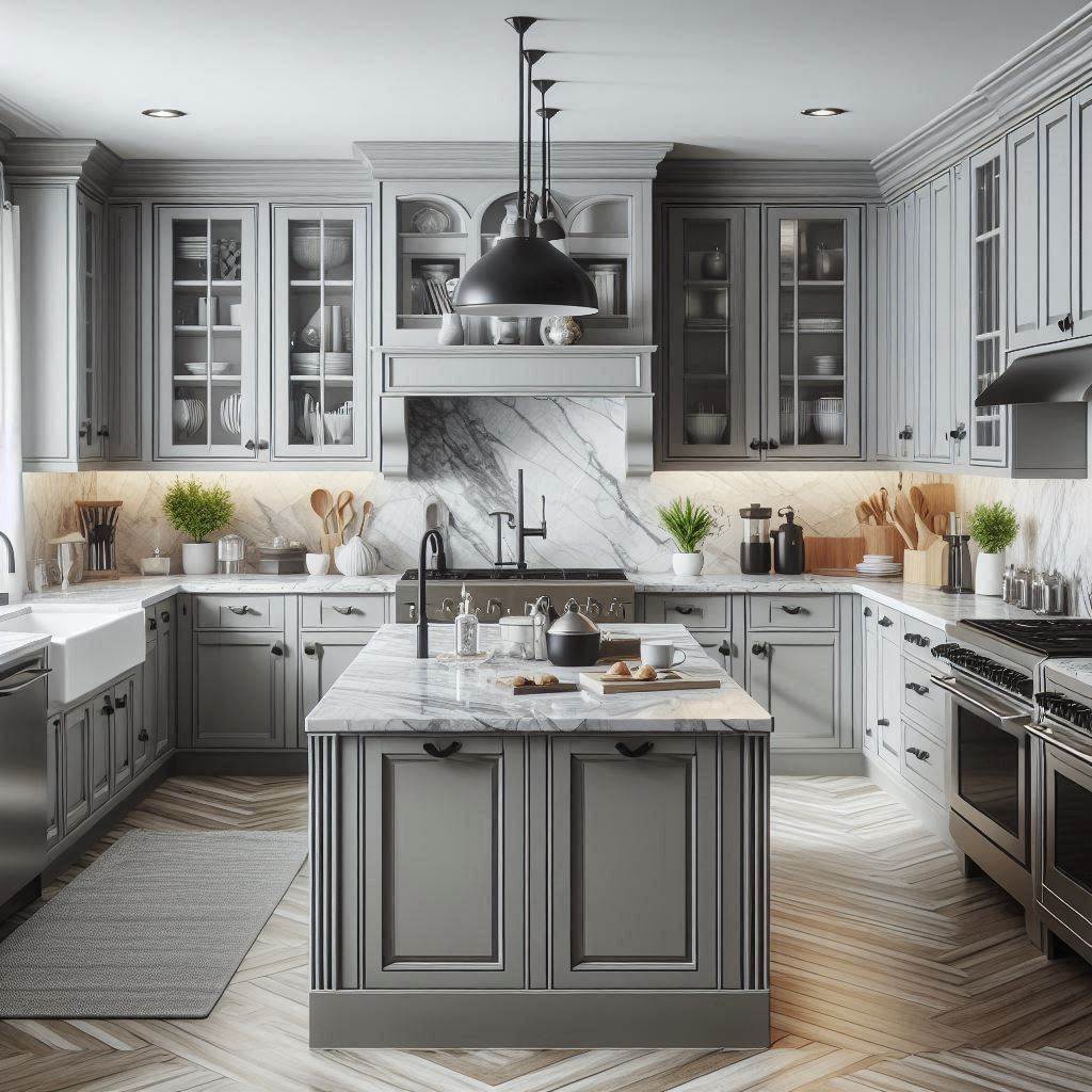 15 Stunning Black Kitchen Cabinets Ideas 9 Light Gray Cabinets with Black Stainless Appliances