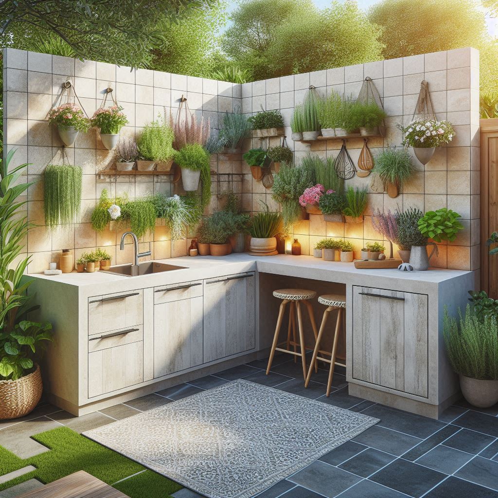 15 Inspiring Small Outdoor Kitchen Ideas 16 Corner Kitchen with Vertical Garden