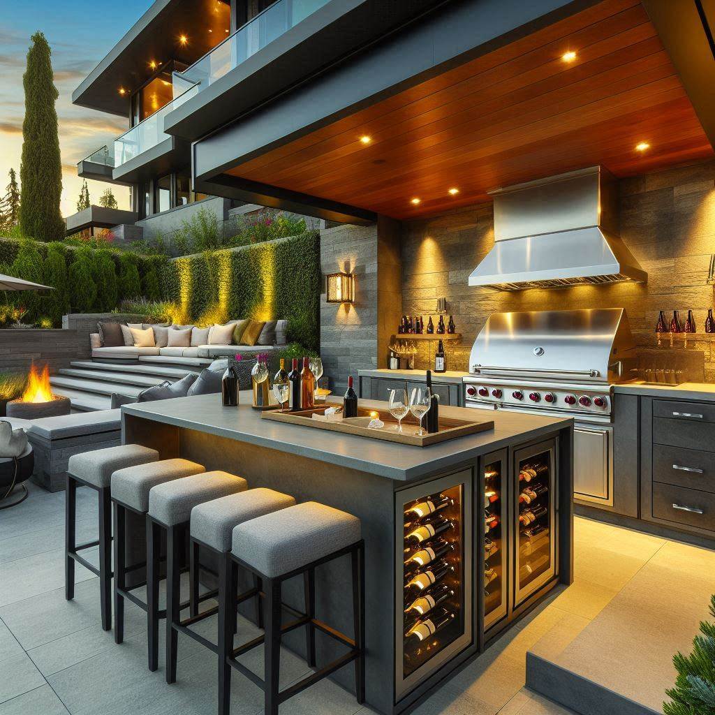 15 Luxury Outdoor Kitchen Ideas 9 Luxury Outdoor Kitchen with a Wine Bar