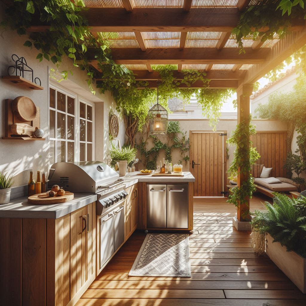 Pergola-Covered Kitchen Nook
