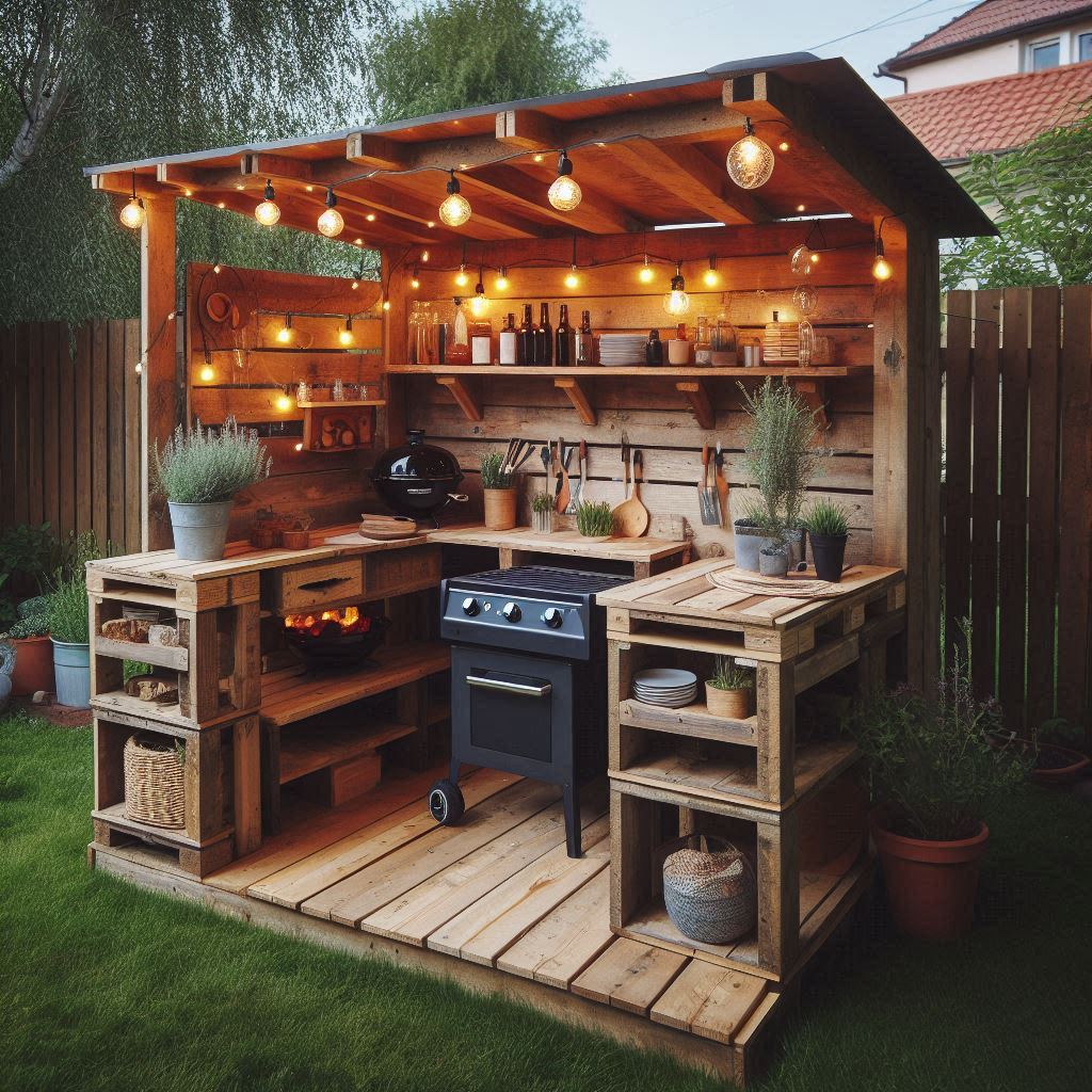 15 Inspiring Small Outdoor Kitchen Ideas 3 Rustic Pallet Kitchen for DIY Enthusiasts