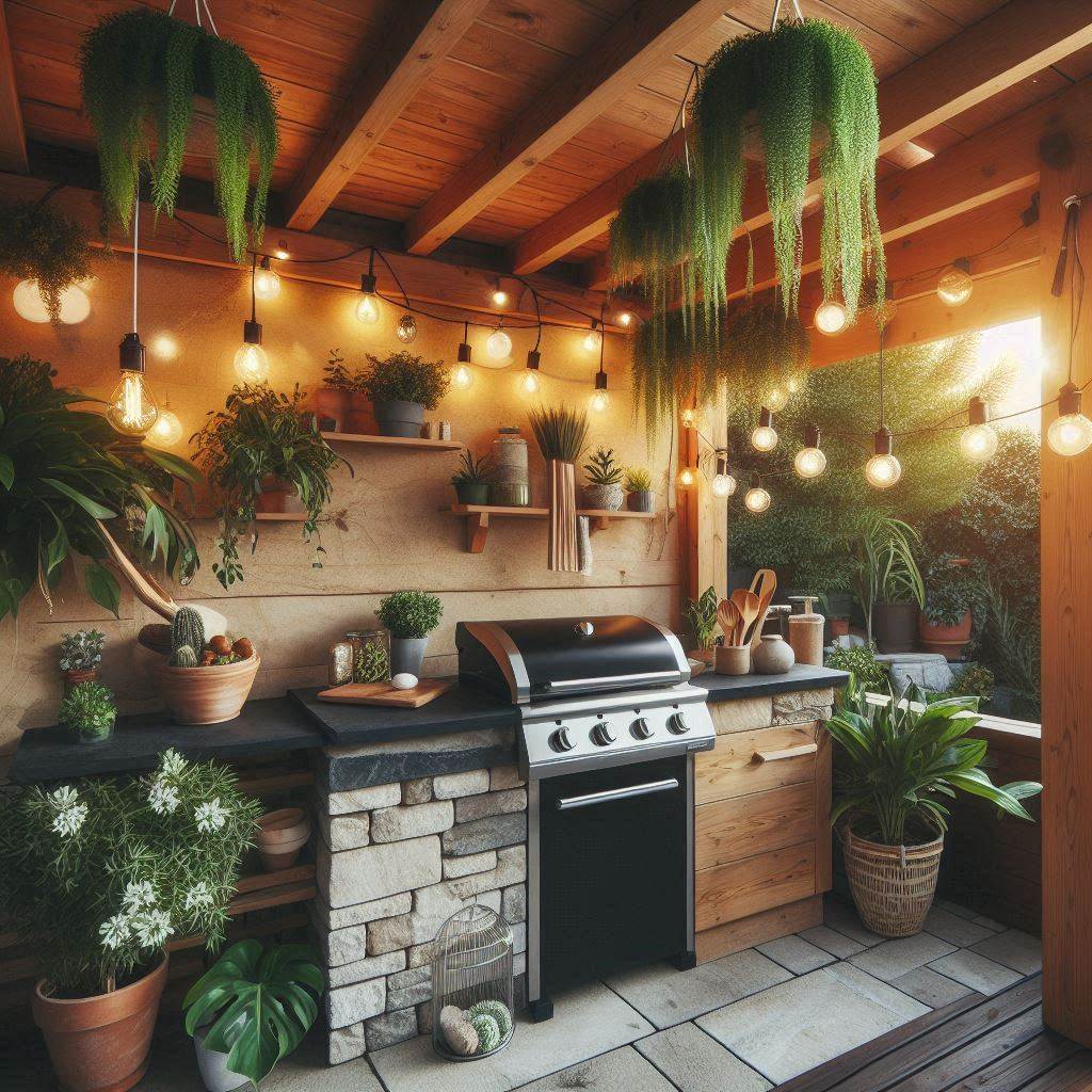 15 Inspiring Small Outdoor Kitchen Ideas 11 Pergola-Covered Kitchenette