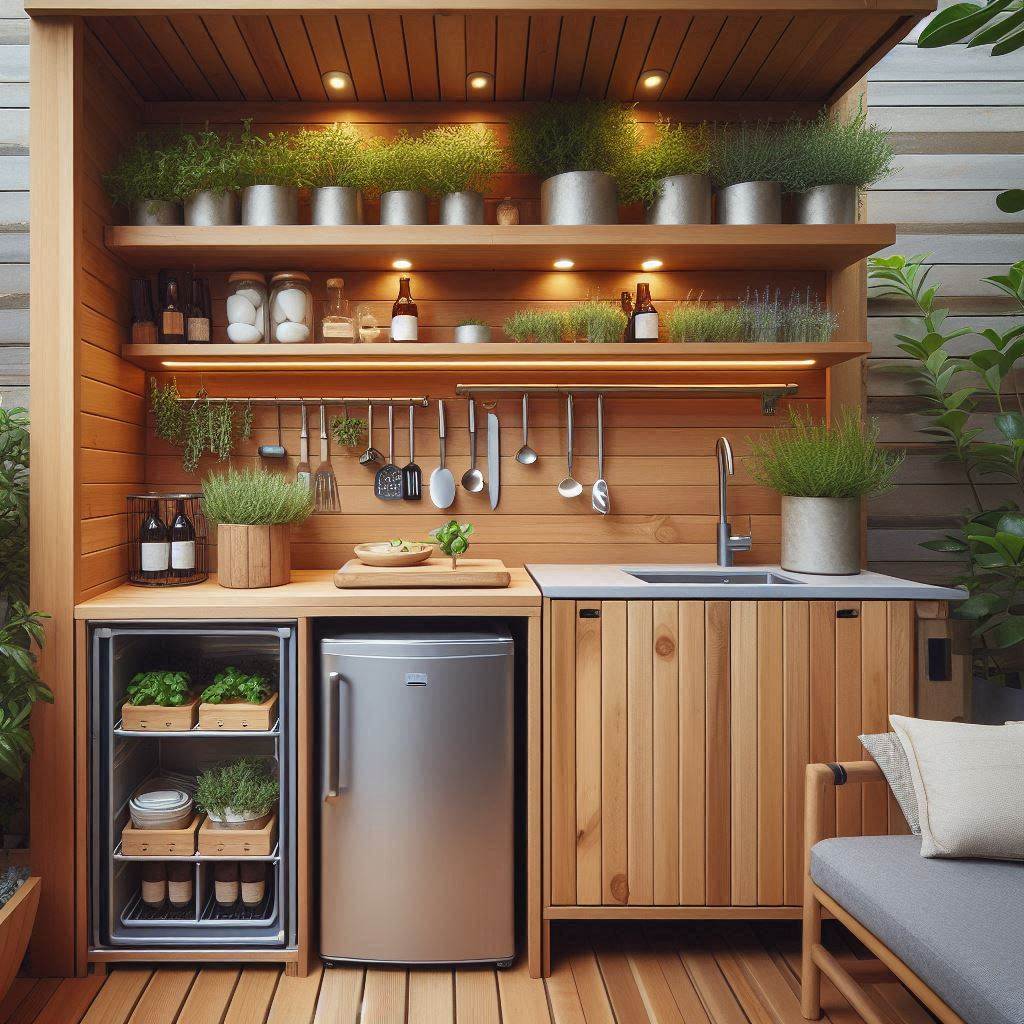 15 Inspiring Small Outdoor Kitchen Ideas 10 Refrigerator and Storage Combo