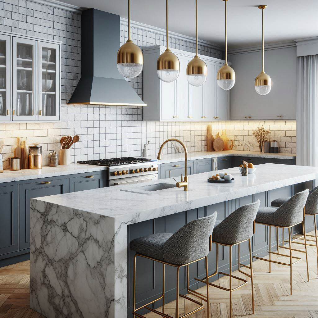 15 Stunning Blue Backsplash Kitchen Ideas for a Fresh, Modern Look 3 Navy Backsplash with White Marble Counterto