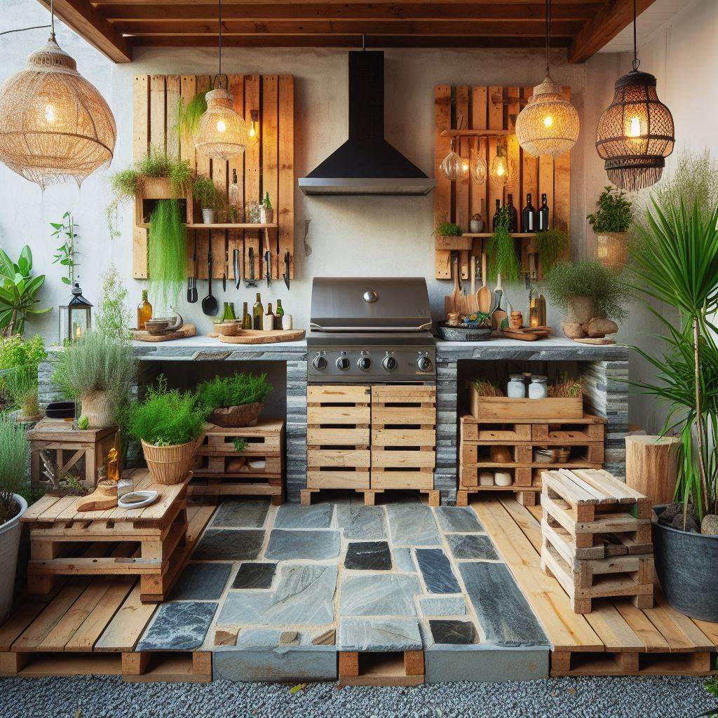 15 Inspiring Rustic Outdoor Kitchen Ideas 8 Budget-Friendly Pallet Kitchen