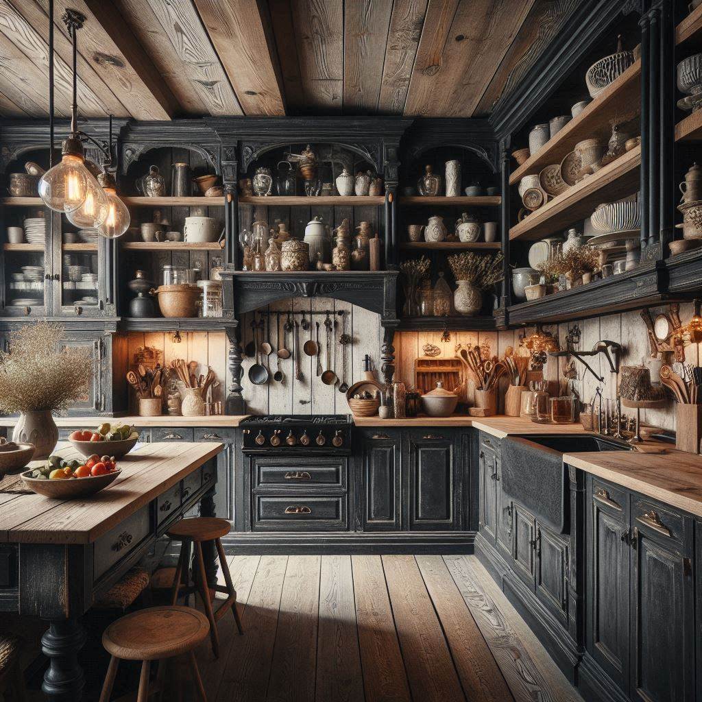 15 Stunning Black Kitchen Cabinets Ideas 3 Rustic Farmhouse Style with Black Painted Cabinets