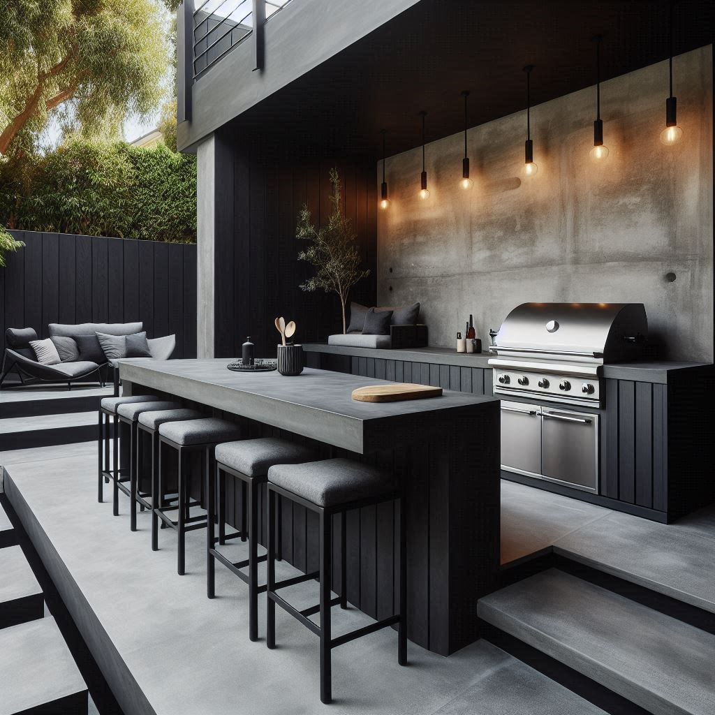 15 Stunning Modern Outdoor Kitchen Ideas 6 Concrete Industrial Chic