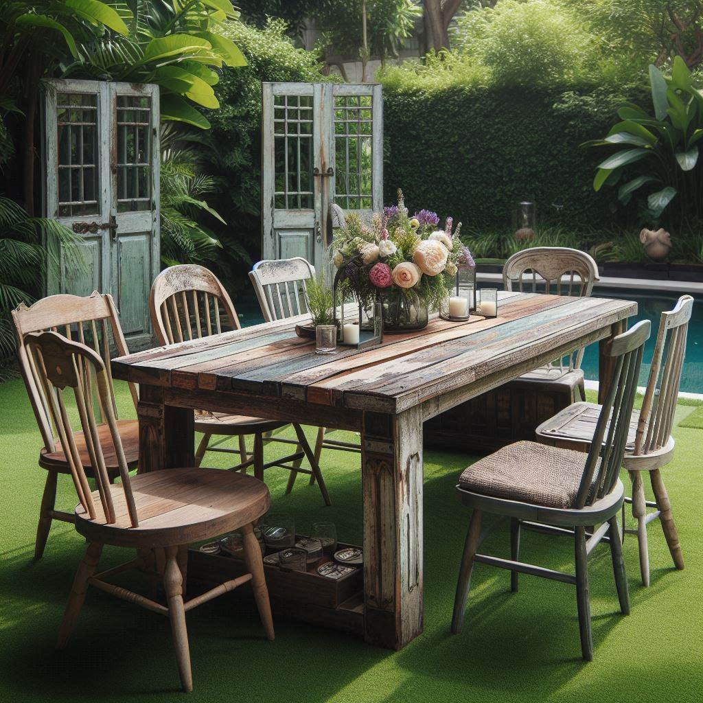 Salvaged Door Converted into Table