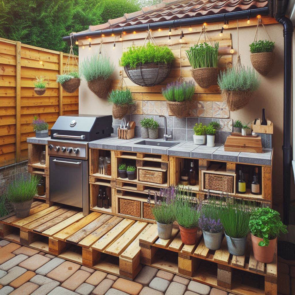 15 Brilliant Cheap Outdoor Kitchen Ideas 3 Pallet Paradise: Rustic & Cheap Outdoor Kitchen D