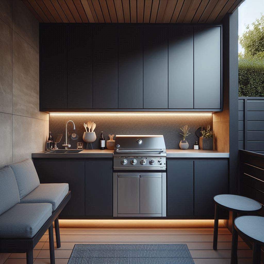 15 Inspiring Small Outdoor Kitchen Ideas 4 Modern Black and Steel Elegance