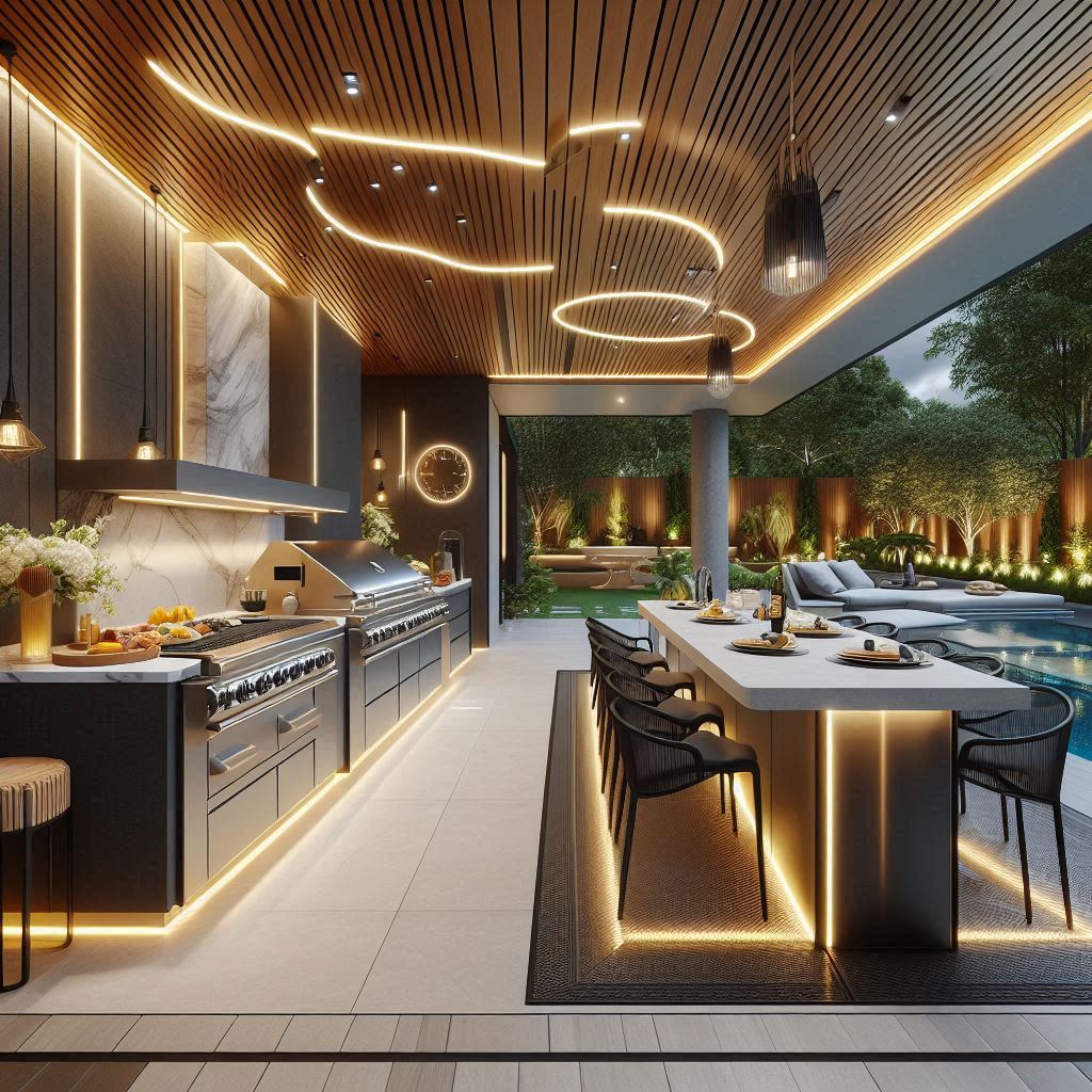 15 Luxury Outdoor Kitchen Ideas 16 Luxury Outdoor Kitchen with a Smart Technology Setup