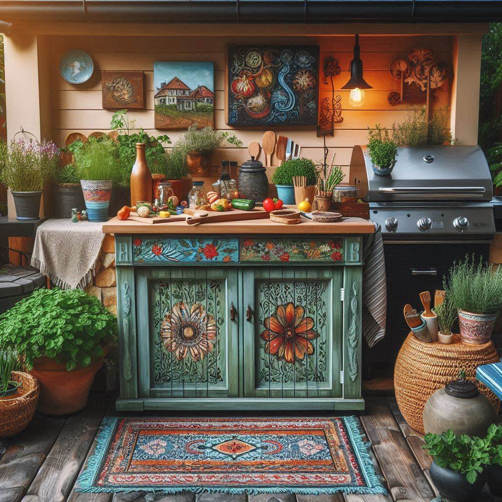 15 Brilliant Cheap Outdoor Kitchen Ideas 15 Hollow-Core Door Counter