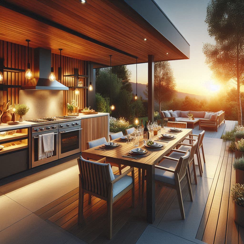 15 Stunning Modern Outdoor Kitchen Ideas 16 Sunset Dining Setup