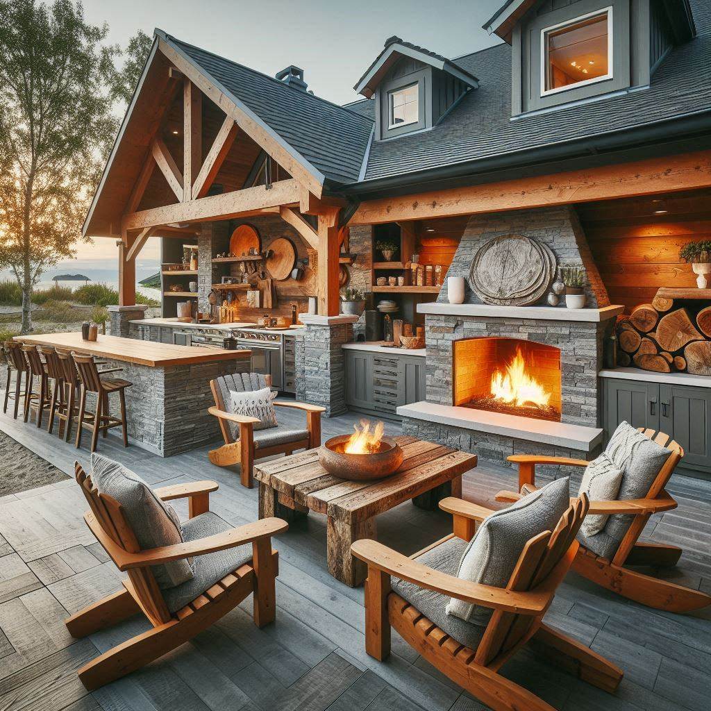 15 Inspiring Rustic Outdoor Kitchen Ideas 6 Fireplace Focal Point