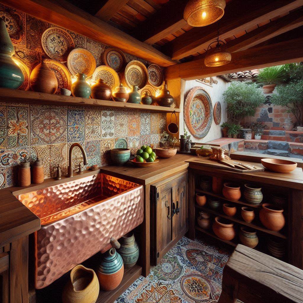 15 Inspiring Mexican Outdoor Kitchen Ideas 6 Outdoor Sink with Copper Basin