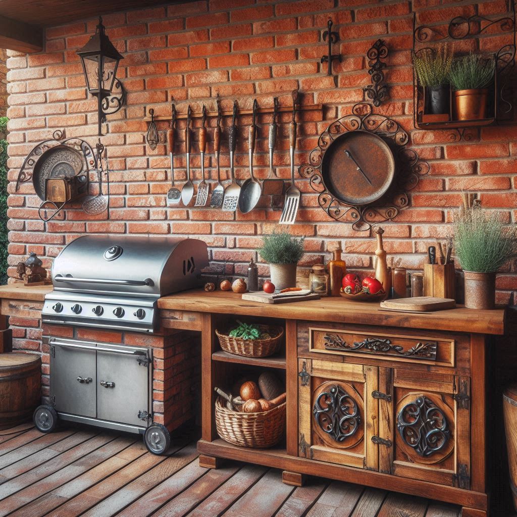 15 Inspiring Rustic Outdoor Kitchen Ideas 4 Brick Beauty with a Classic Touch