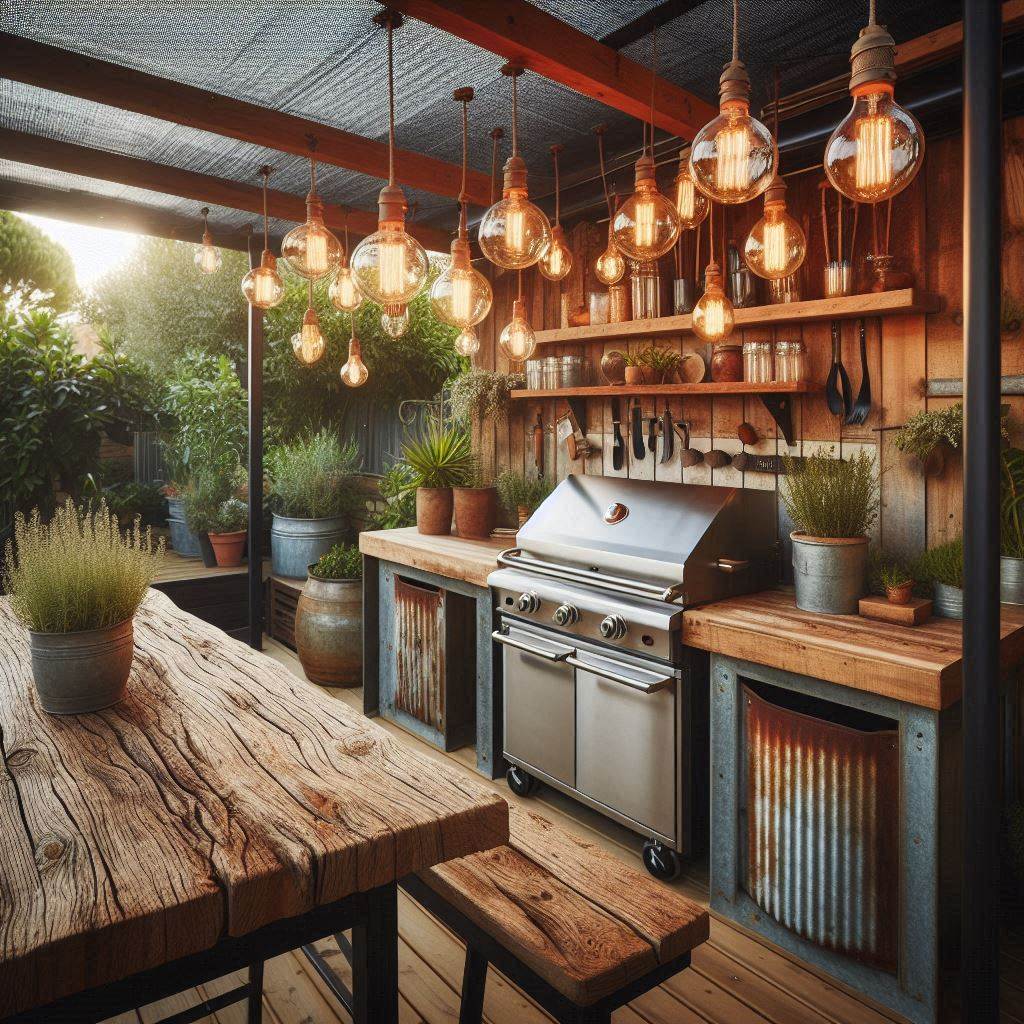 15 Creative Outdoor Kitchen DIY Ideas on a Budget 10 Outdoor Kitchen DIY with Reclaimed Wood and Metal