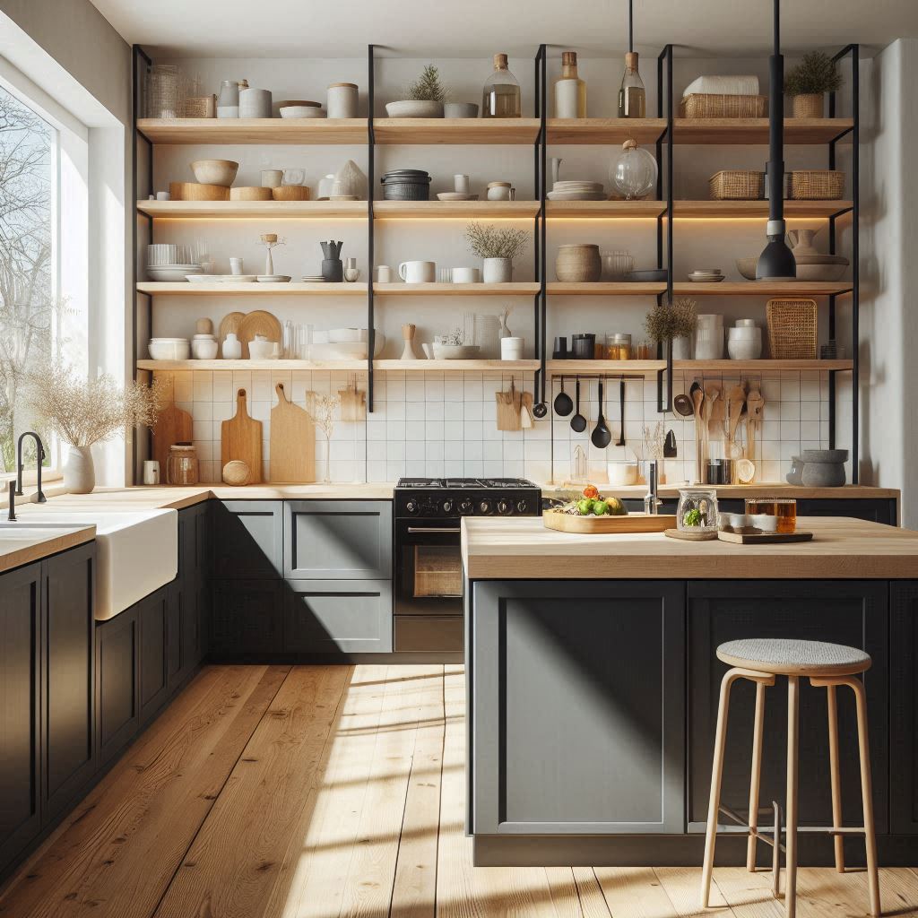 15 Stunning Black Kitchen Cabinets Ideas 14 Scandinavian Style with Black Cabinets and Light Wood