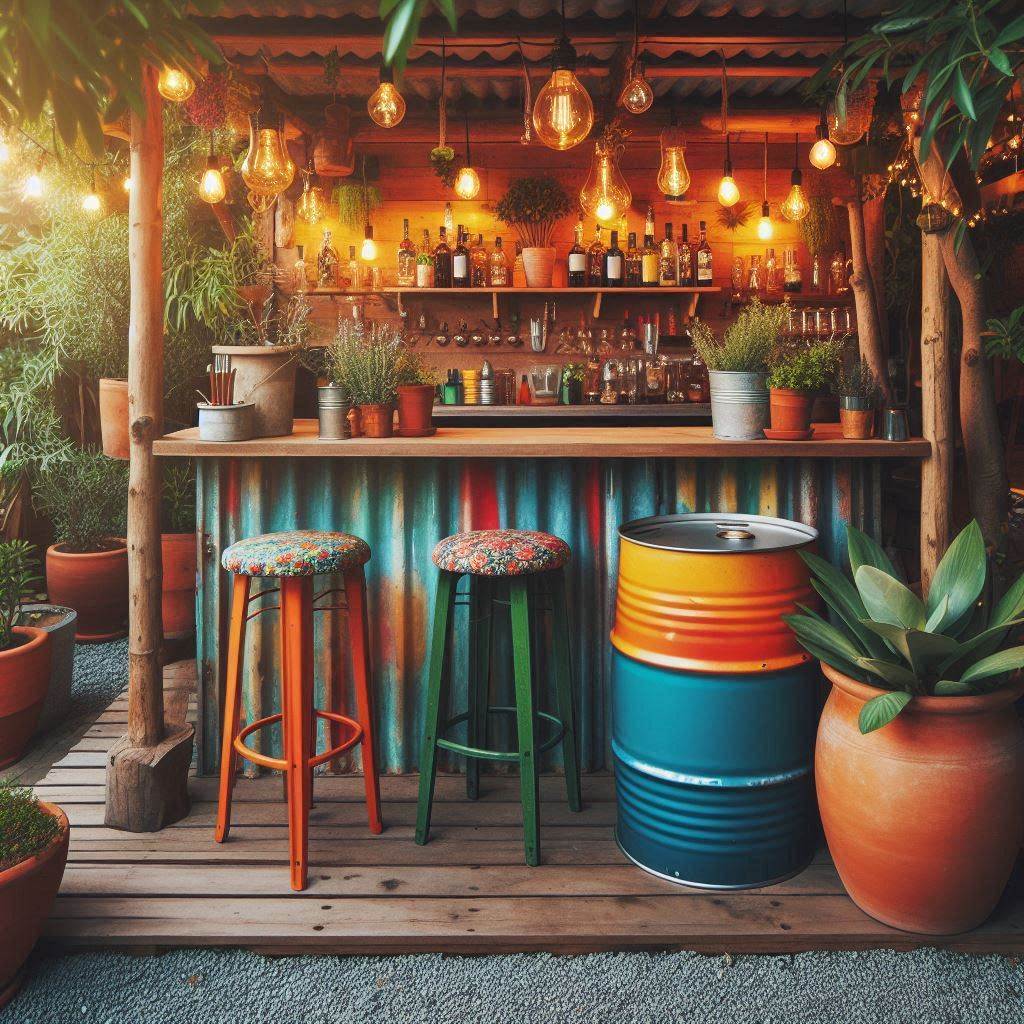 15 Brilliant Cheap Outdoor Kitchen Ideas 9 Barrel BBQ and Bar Combo