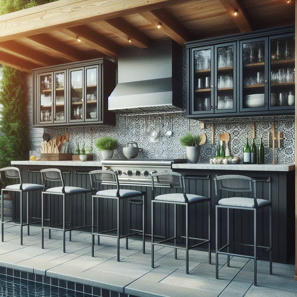 15 Stunning Modern Outdoor Kitchen Ideas 6 Glass and Metal Doors with Edge