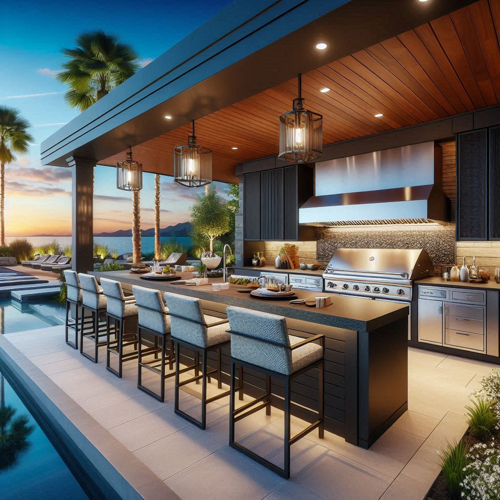 15 Luxury Outdoor Kitchen Ideas 6 Luxury Outdoor Kitchen Island with Seating