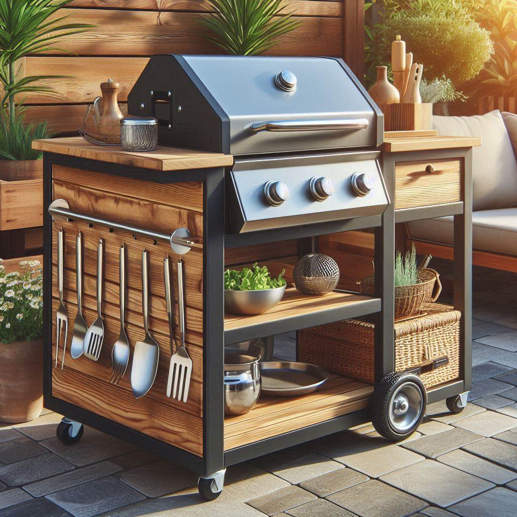 15 Inspiring Small Outdoor Kitchen Ideas 12 Portable Kitchen Cart Setup