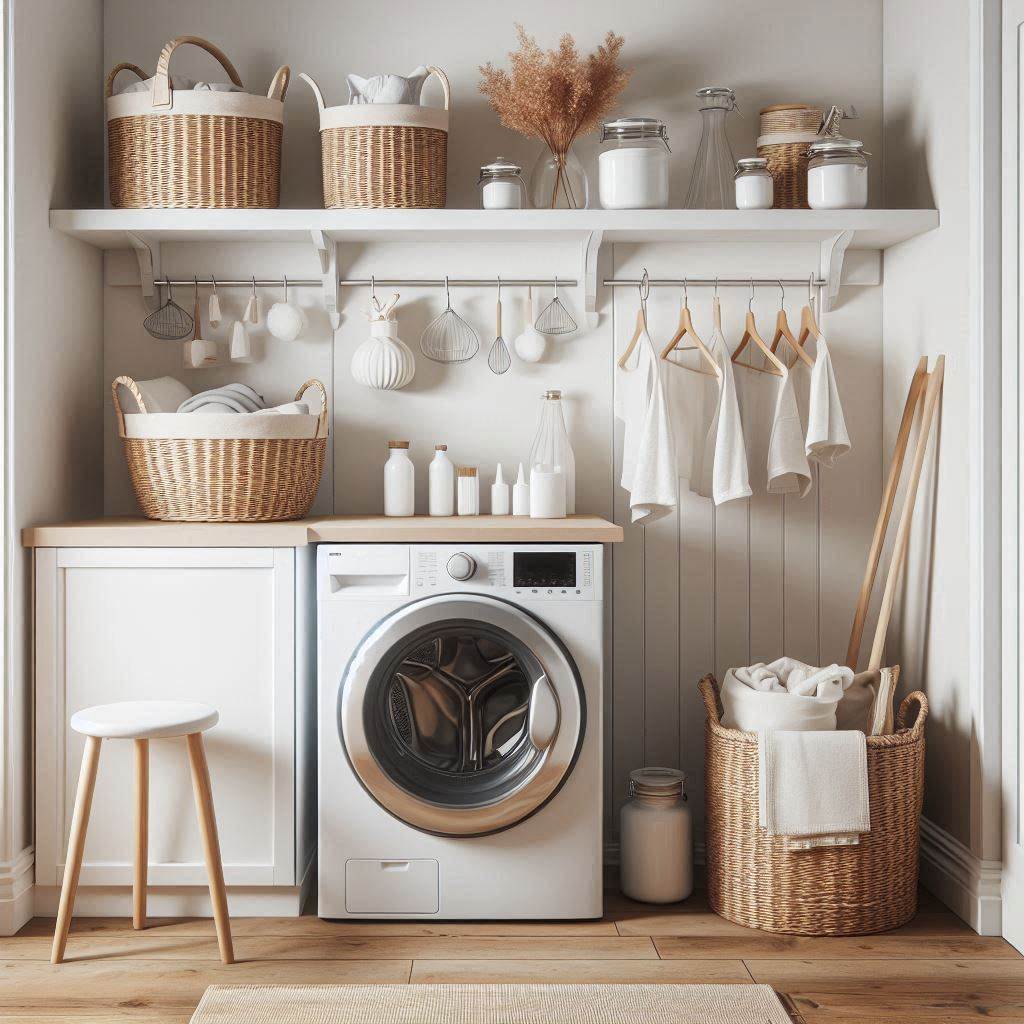 18 Small Laundry Room Organization Ideas to Maximize Your Space 3 Overhead Shelves for Vertical Efficiency