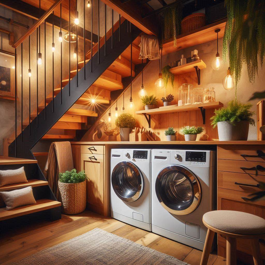 18 Brilliant Small Laundry Room Ideas with Front Loader for Space-Saving Homes 16 Under-Stair Laundry Nook