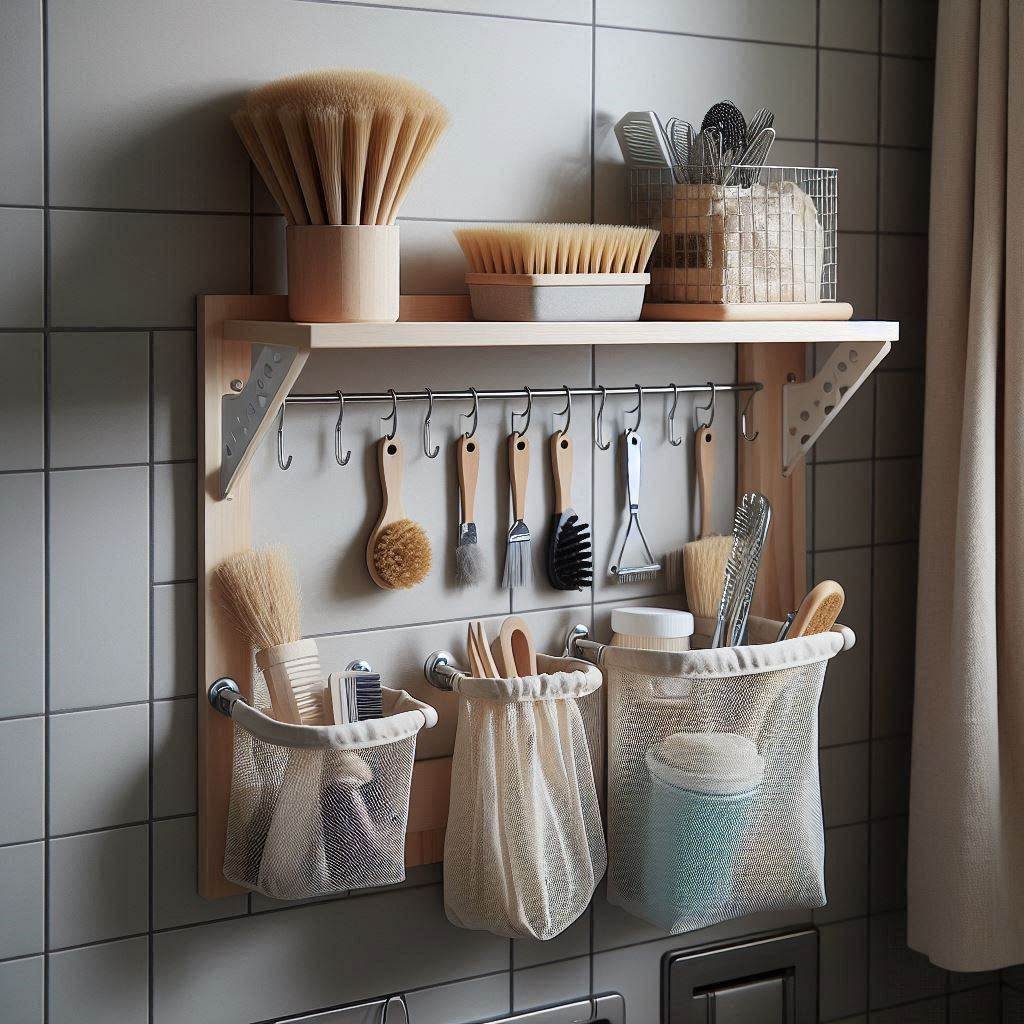 18 Genius Small Laundry Room Ideas with Shelves That Maximize Space & Style 16 Under-Shelf Hooks and Hangers