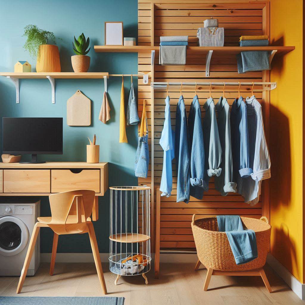 18 Small Laundry Room Organization Ideas to Maximize Your Space 6 Fold-Down Wall-Mounted Drying Rack