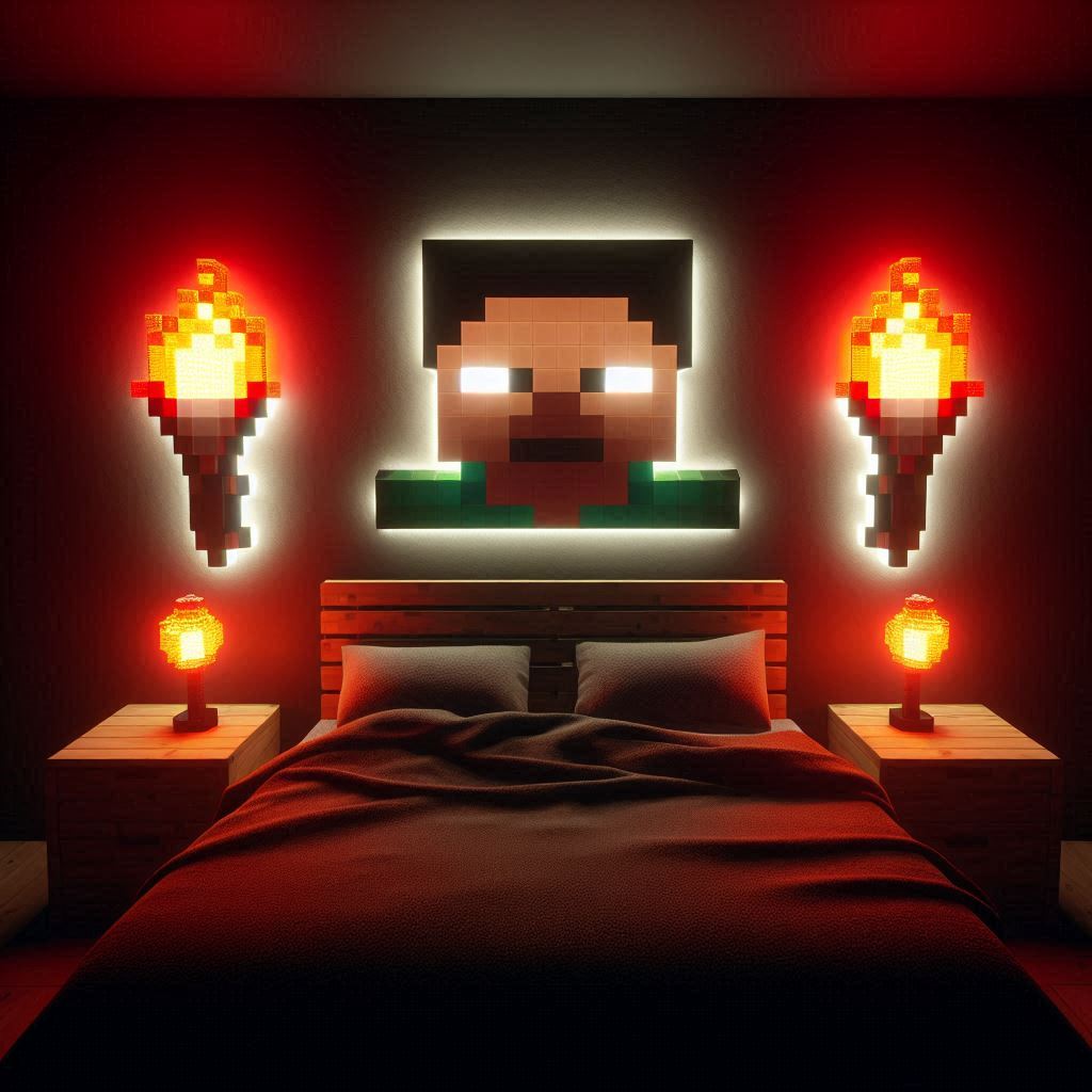 18 Epic Minecraft Bedroom Ideas for Boys That Every Young Gamer Will Love 7 Minecraft Torch Lighting