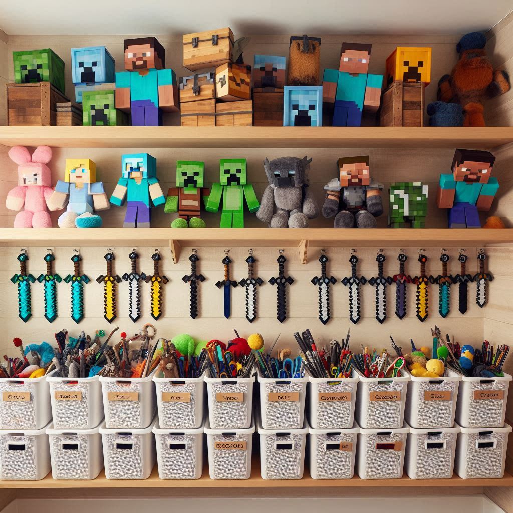 18 Epic Minecraft Bedroom Ideas for Boys That Every Young Gamer Will Love 10 DIY Mob Plush Display