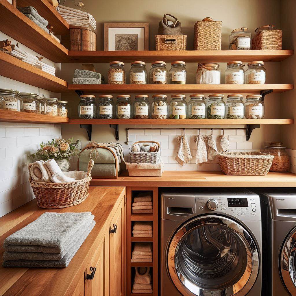 18 Small Laundry Room Storage Solutions to Maximize Space and Style 3 Overhead Floating Shelves