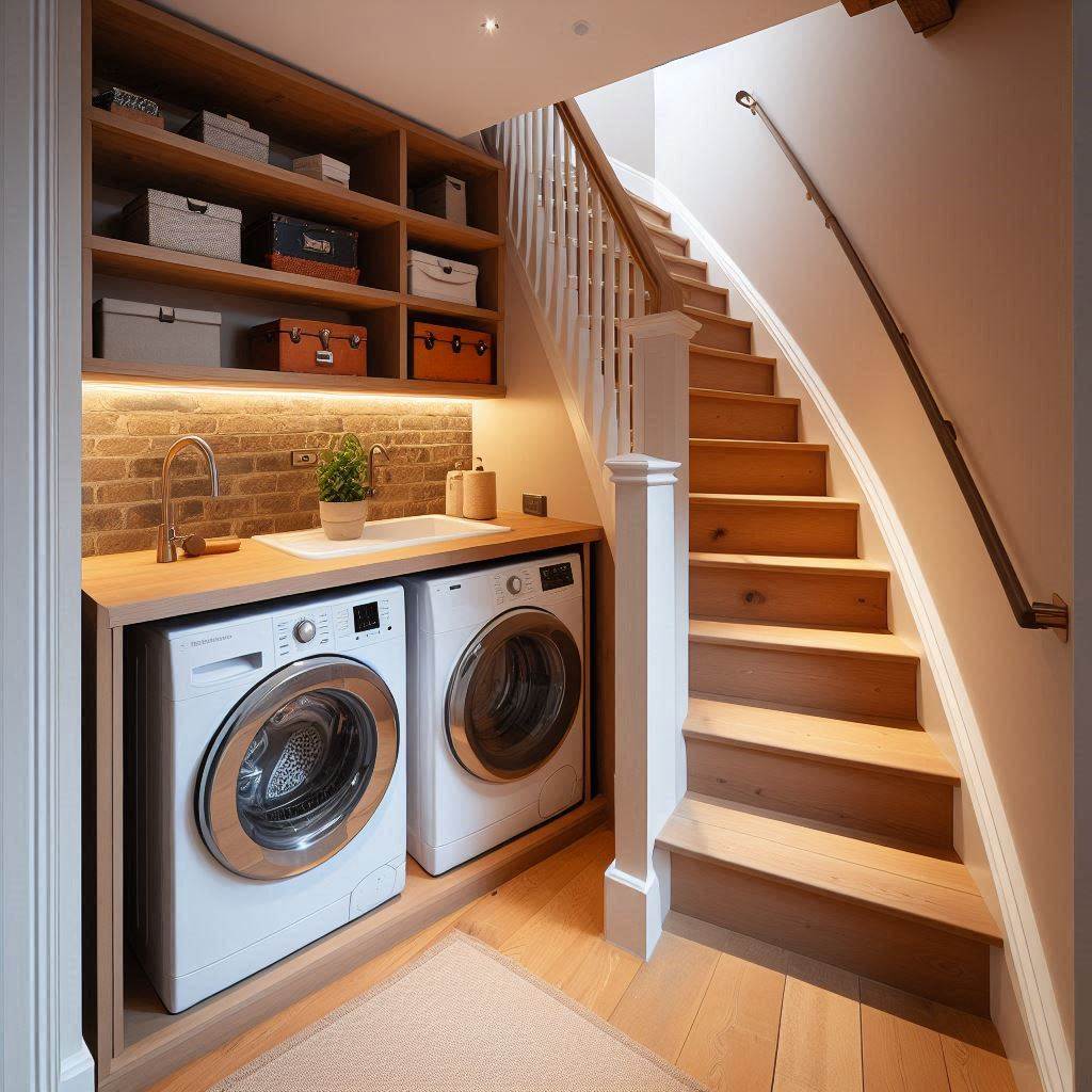 18 Smart & Stylish Laundry Room Ideas for Small Apartments 10 Under-Stair Laundry Nook