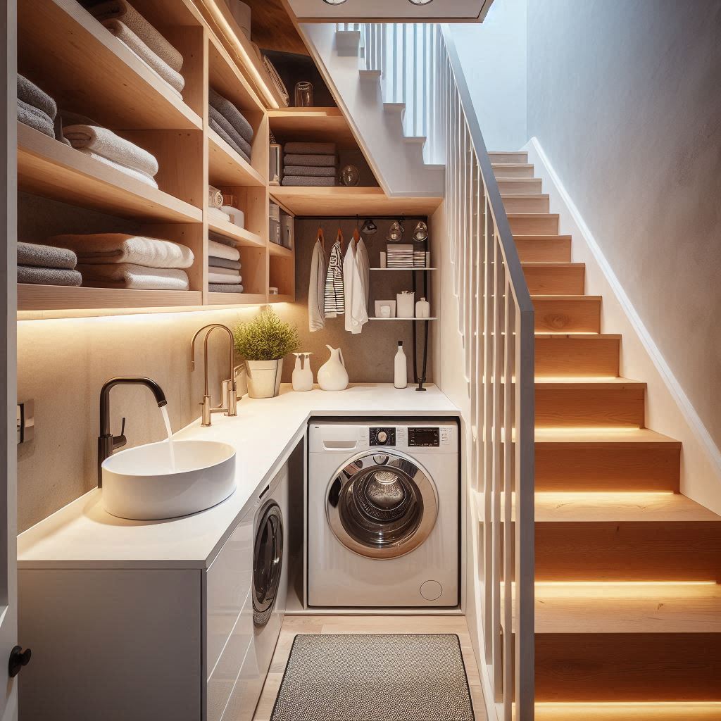 18 Small Laundry Room Ideas with Sink That Make Every Inch Count 12 Under-Stairs Laundry Noo