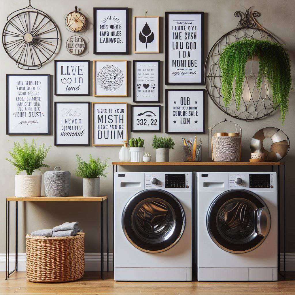 18 Small Laundry Room Makeover Ideas That Maximize Style and Function 15 Add Laundry-Themed Wall Art