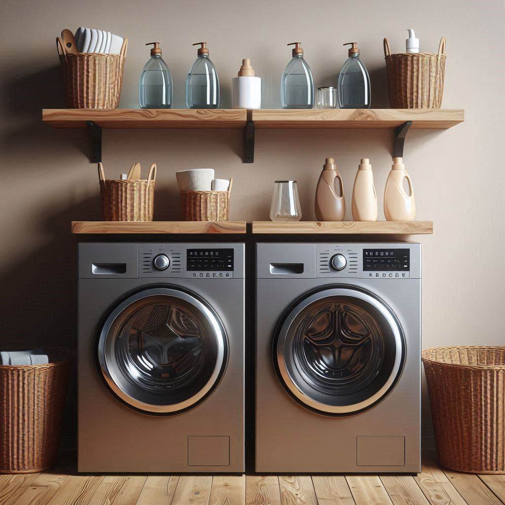 18 Brilliant Small Laundry Room Ideas with Front Loader for Space-Saving Homes 8 Open Shelf Styling