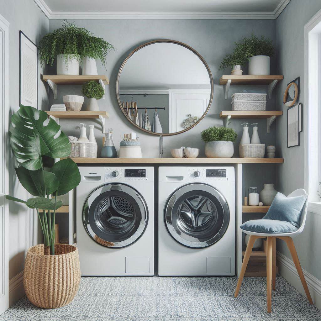 18 Brilliant Small Laundry Room Ideas with Front Loader for Space-Saving Homes 18 Mirror Magic