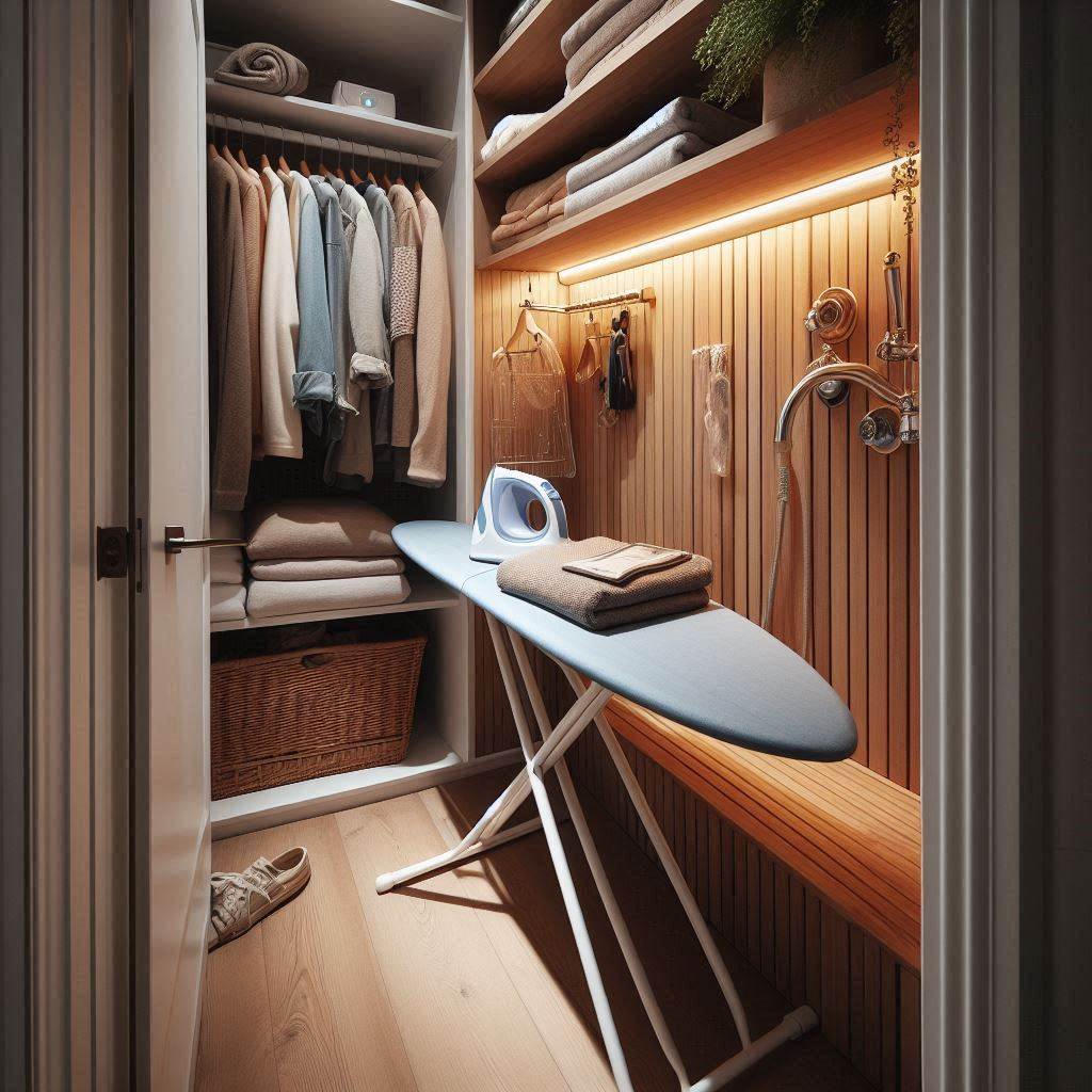 18 Small Laundry Room Organization Ideas to Maximize Your Space 10 Wall-Mounted Ironing Boards