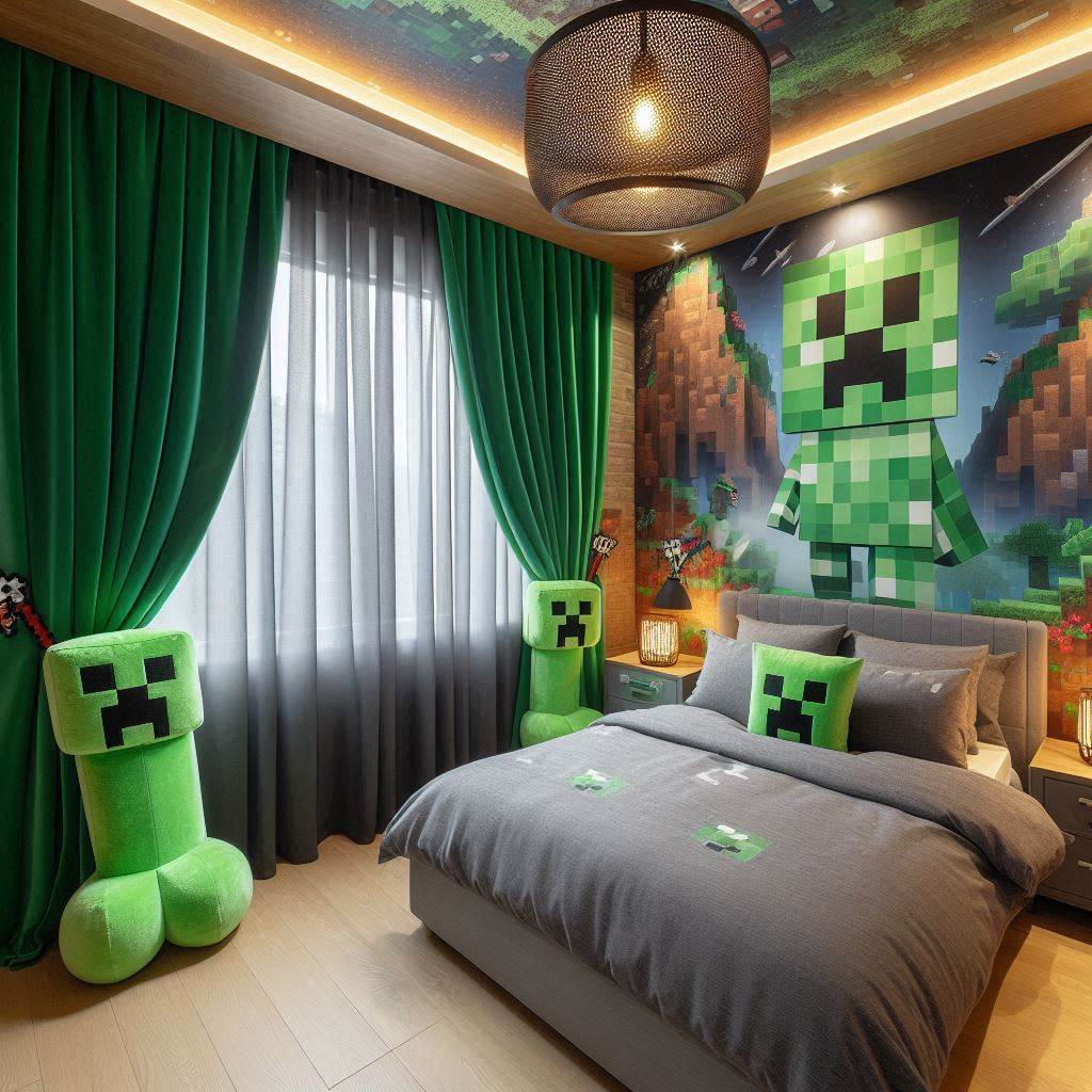18 Epic Minecraft Bedroom Ideas for Boys That Every Young Gamer Will Love 12 Minecraft Curtains and Window Treatments