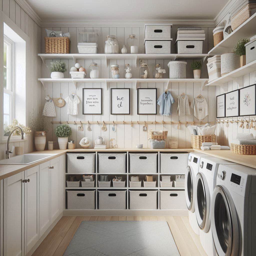 18 Genius Small Laundry Room Ideas with Shelves That Maximize Space & Style 9 Wall-to-Wall Shelving for a Built-In Look