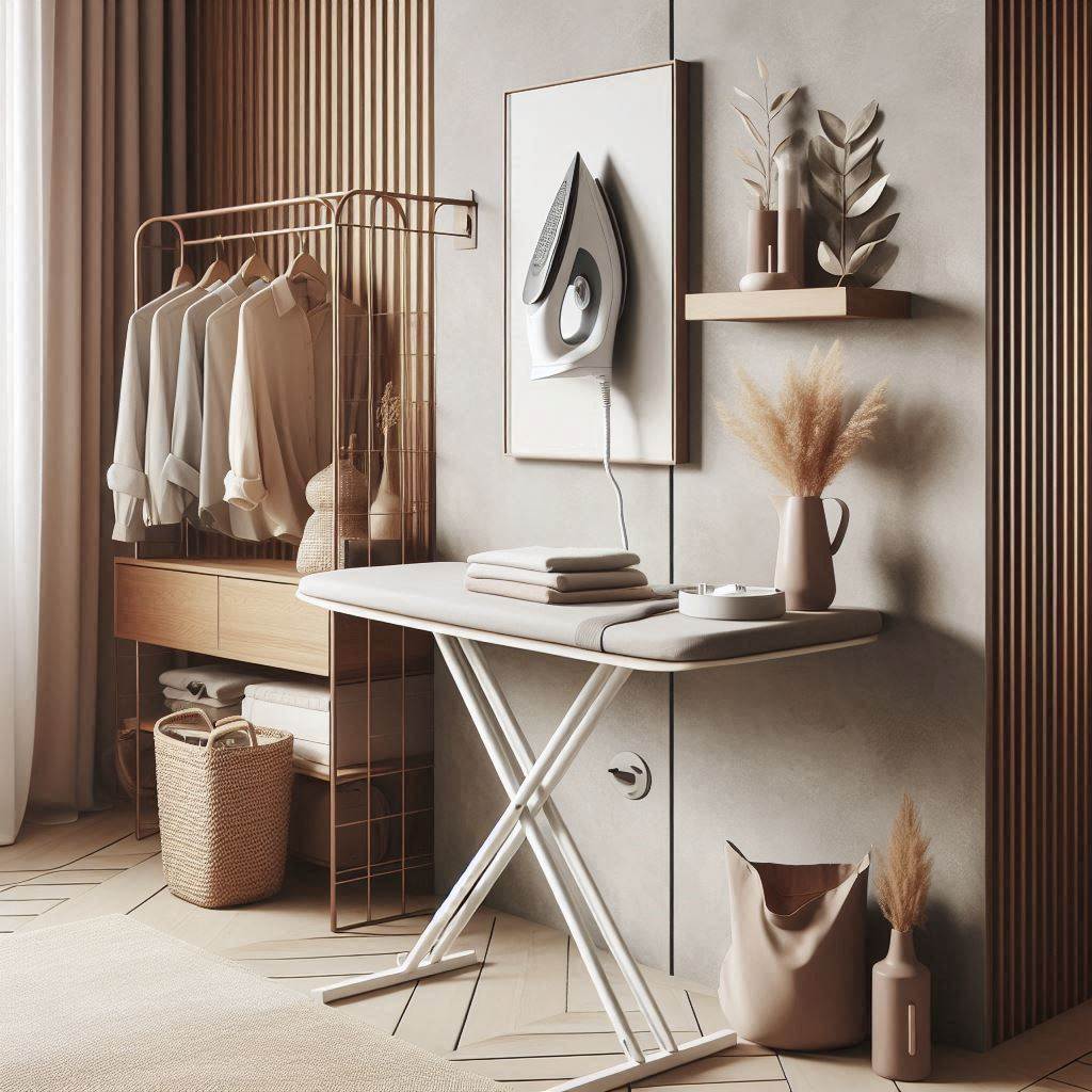 18 Smart & Stylish Laundry Room Ideas for Small Apartments 7 Mounted Ironing Board Station