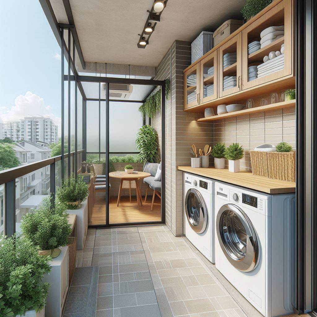 Apartment Balcony Laundry Nook
