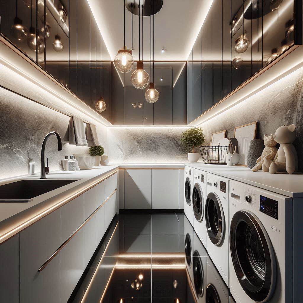 18 Small Laundry Room Makeover Ideas That Maximize Style and Function 6 Brighten the Room with Better Lighting