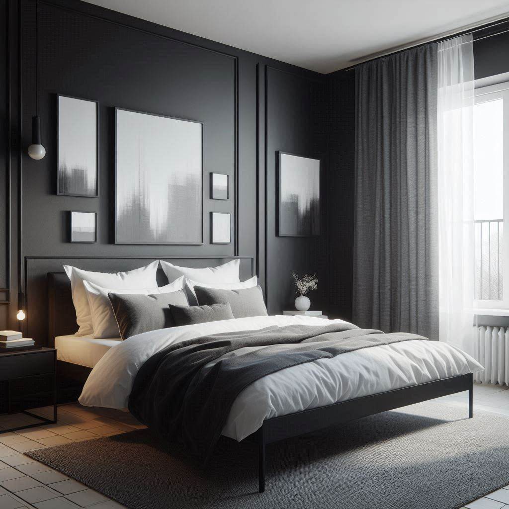18 Modern Small Bedroom Ideas for Men 2 Monochrome Magic: Keep It Sleek with Black, White & Grey
